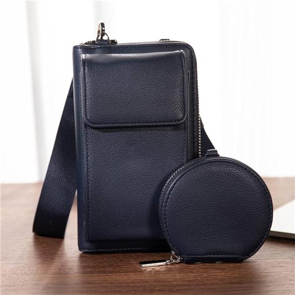 RFID Blocking Small Crossbody Cell Phone Purse for Women, Navy Blue